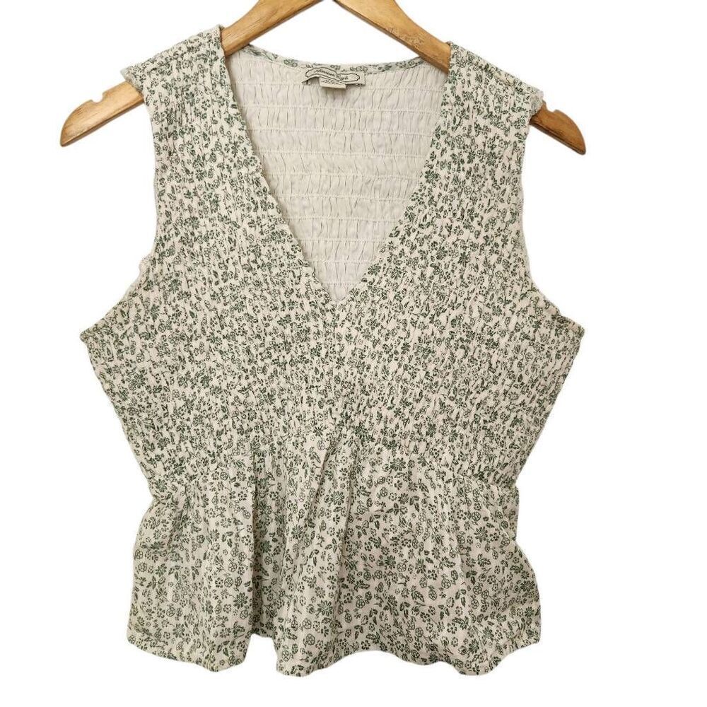 American Eagle floral halter ruffle crop top babydoll smocked sleeveless medium
